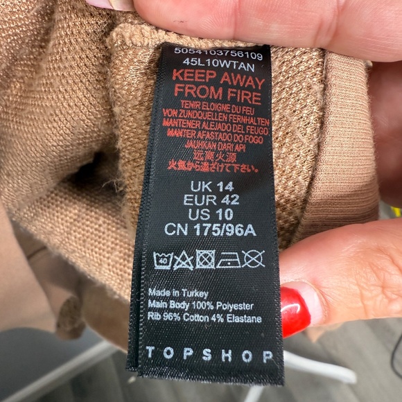 Topshop Tan Teddy Fleece Quarter Zip Up Pull Over Size 10 -cp - Picture 9 of 9